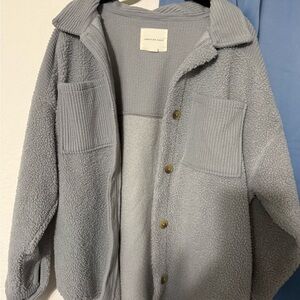 American Eagle Light Gray Textured Jacket